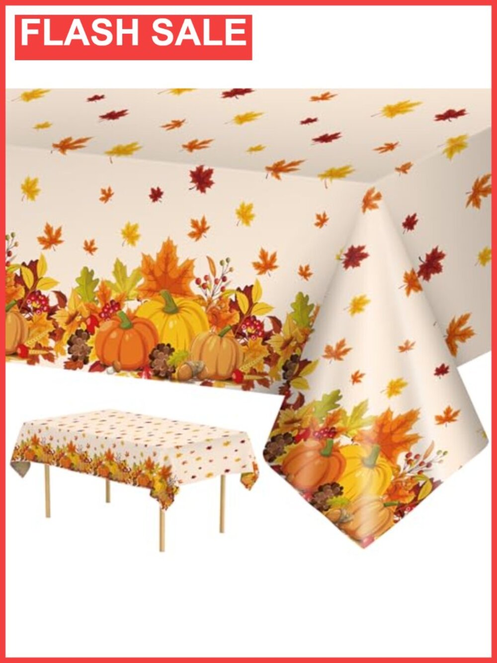 2 Pack Thanksgiving Plastic Tablecloth 54x108 Rectangular Fall Party Decor